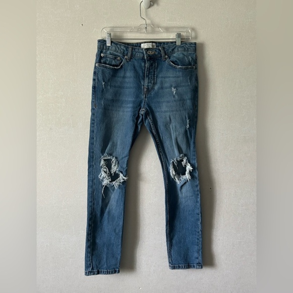 Topman | Blue Stretch Skinny Jeans | Size 32 x 30